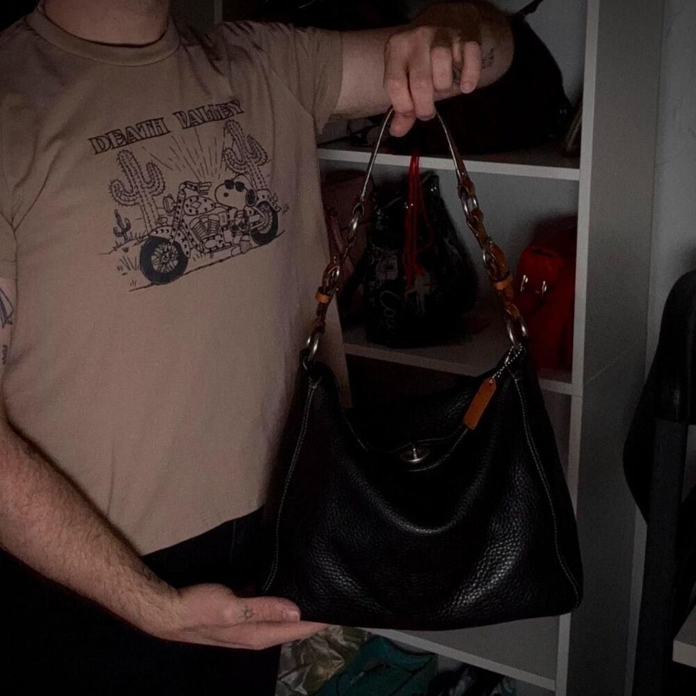 Vintage Coach Black Pebbled Leather Chelsea Hobo